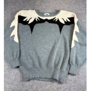 VINTAGE 90s Willow Bay Sweater Womens Large Gray Abstract Pullover Cozy Retro